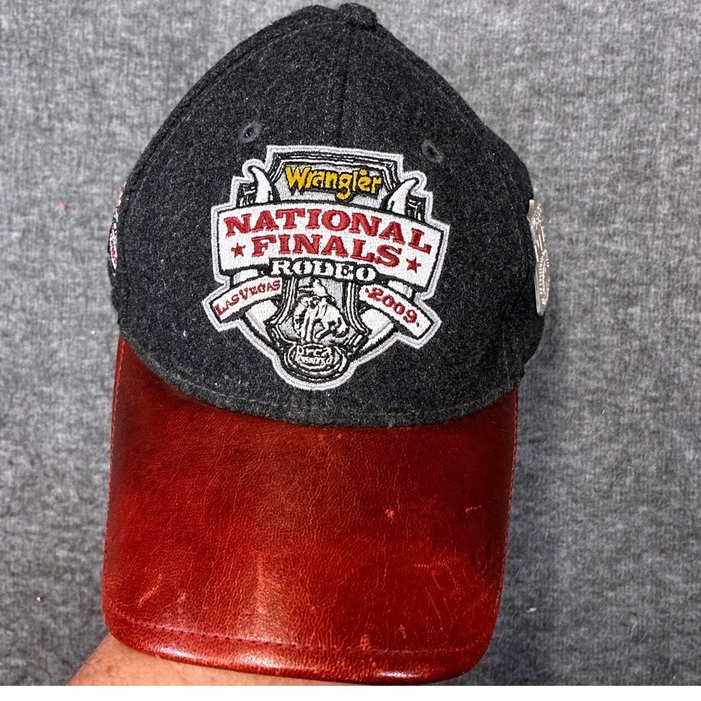 Vintage Wrangler Rodeo Hat Adjustable Baseball Cap Grey Red NFR Commemorative